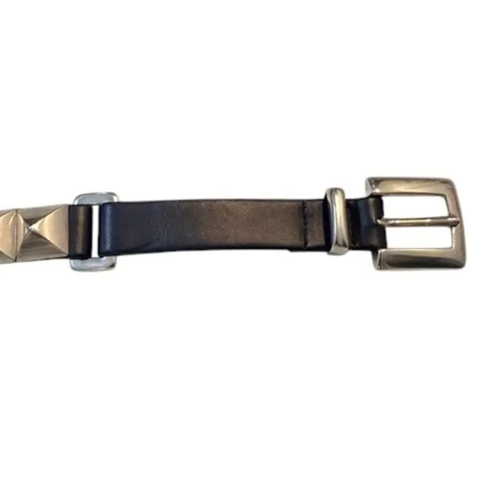 Vintage Suzi Roher Canada Studded Leather Belt Small Plus Silver 90s